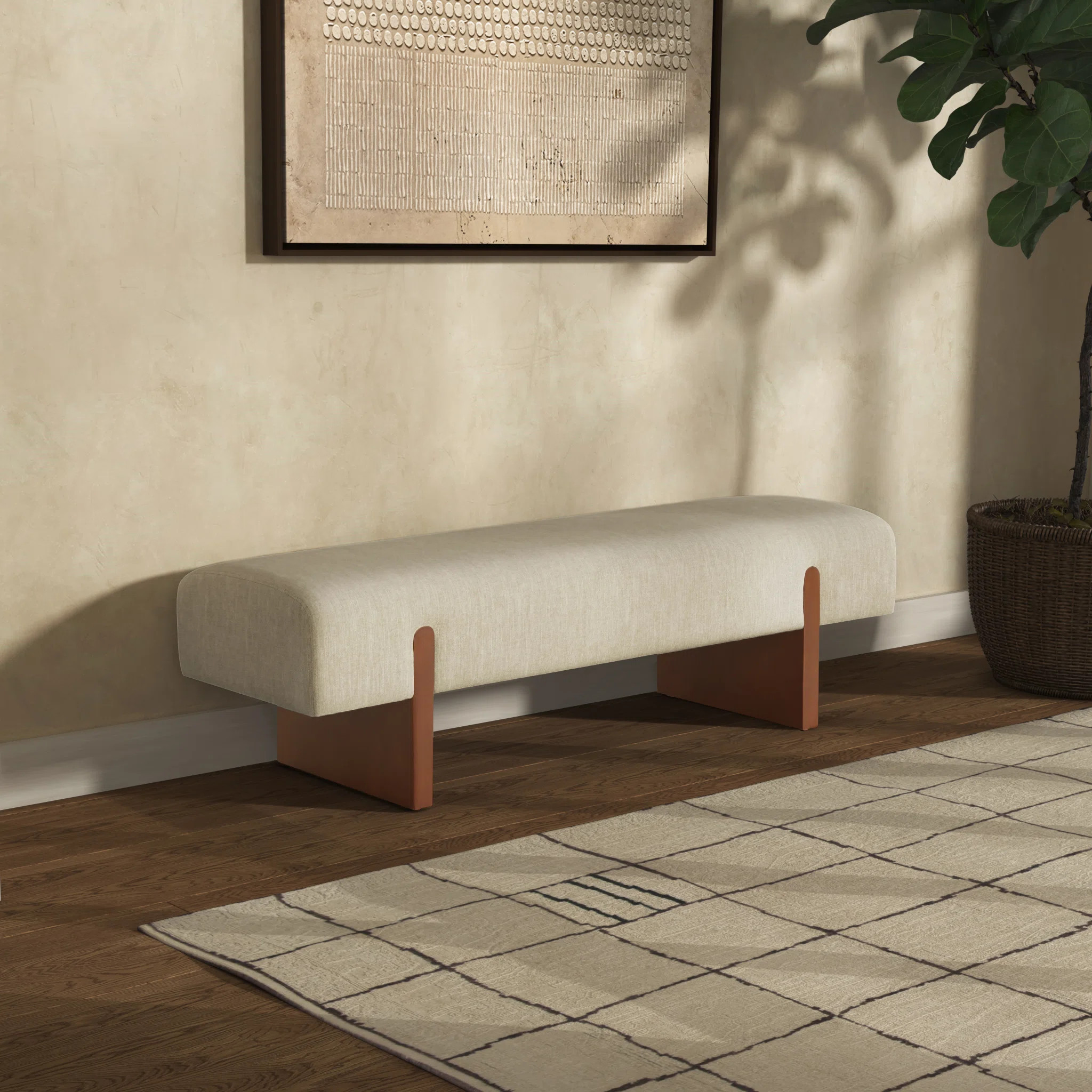 Caselynn Linen Upholstered Bench | Wayfair North America