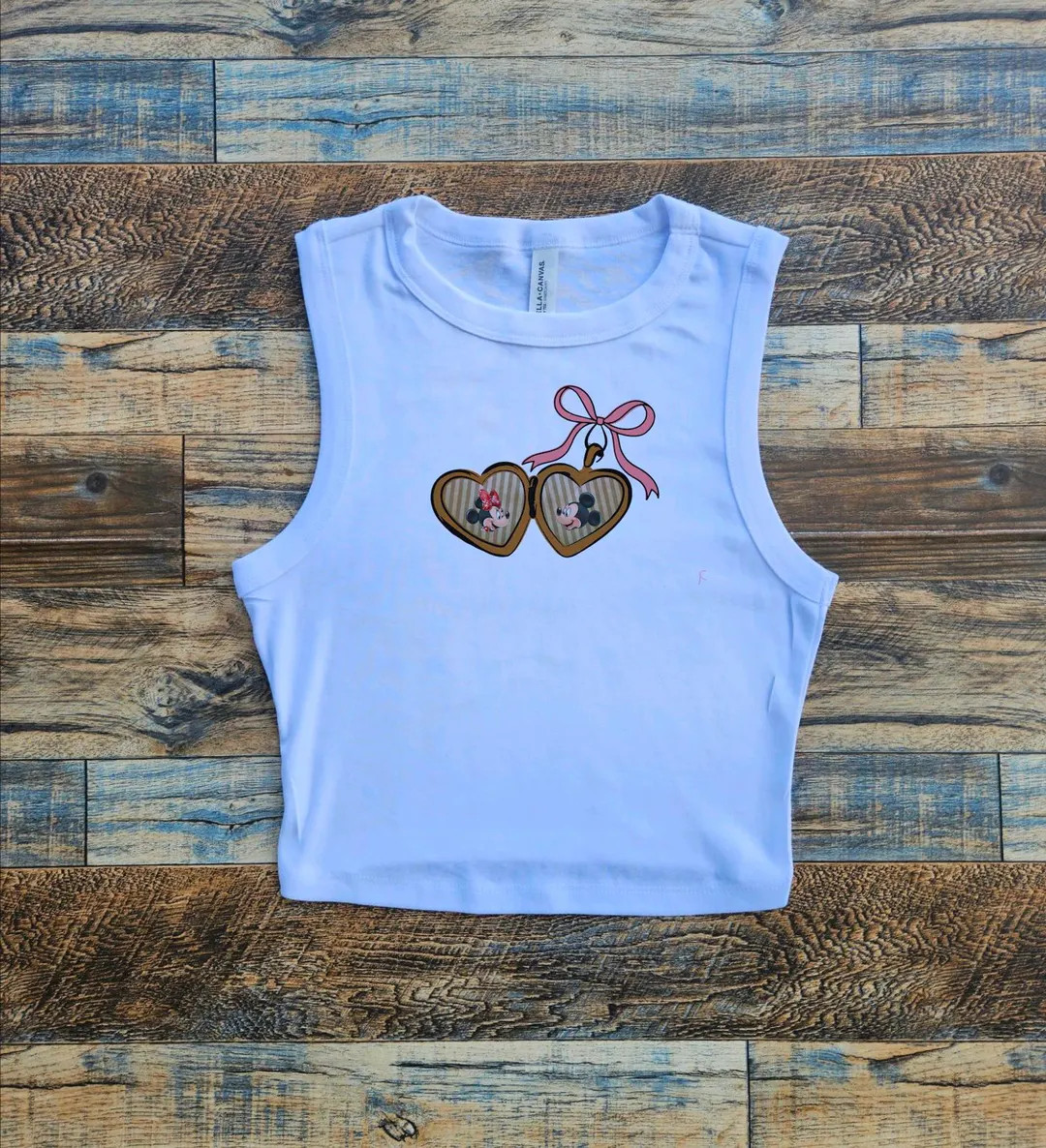 Mickey Locket Baby Tee, Valentine Locket Bow Crop, Minnie Mickey Lover Y2k Tee, Cute Disneyworld ... | Etsy (US)