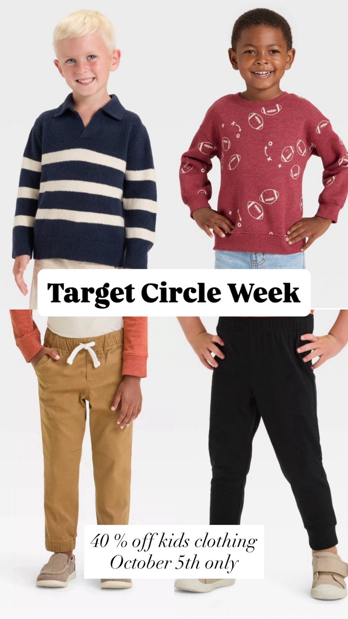 All my top picks for toddler boys from Target for Circle Week!

40% off kids clothing deal available October 5th only! 

#LTKBaby #LTKKids #LTKSaleAlert