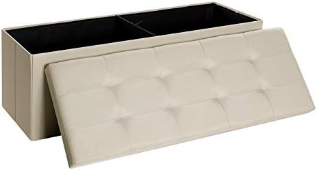 Amazon.com : SONGMICS 43 Inches Folding Storage Ottoman Bench, Storage Chest, Foot Rest Stool, Be... | Amazon (US)