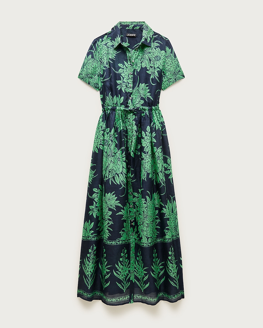 Cerise shirt-dress in pineapple garden–print ramie | J. Crew US