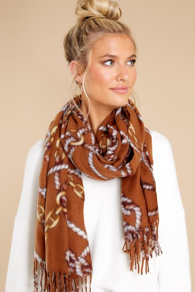 Never Been So Sure Brown Print Scarf | Red Dress 