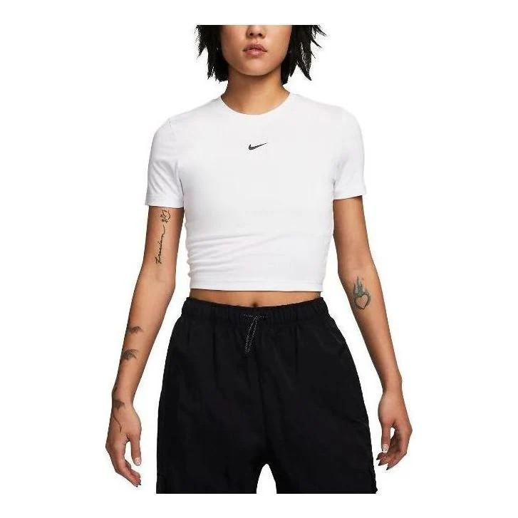 (WMNS) Nike Sportswear Essential Slim-Fit Crop T-Shirt 'White' | KICKS CREW