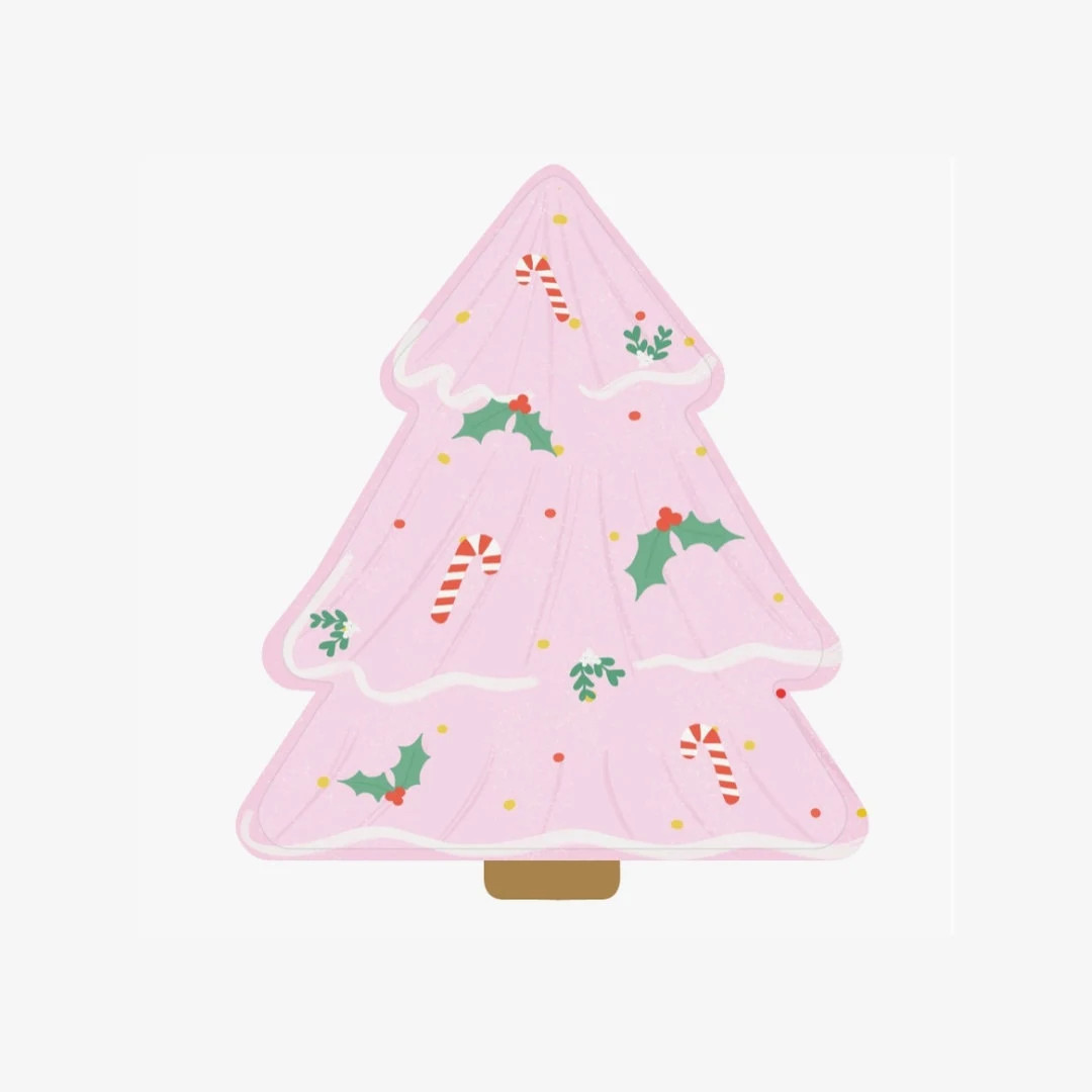 Pink Christmas Tree Plates Pink Christmas Plates Christmas - Etsy | Etsy (US)