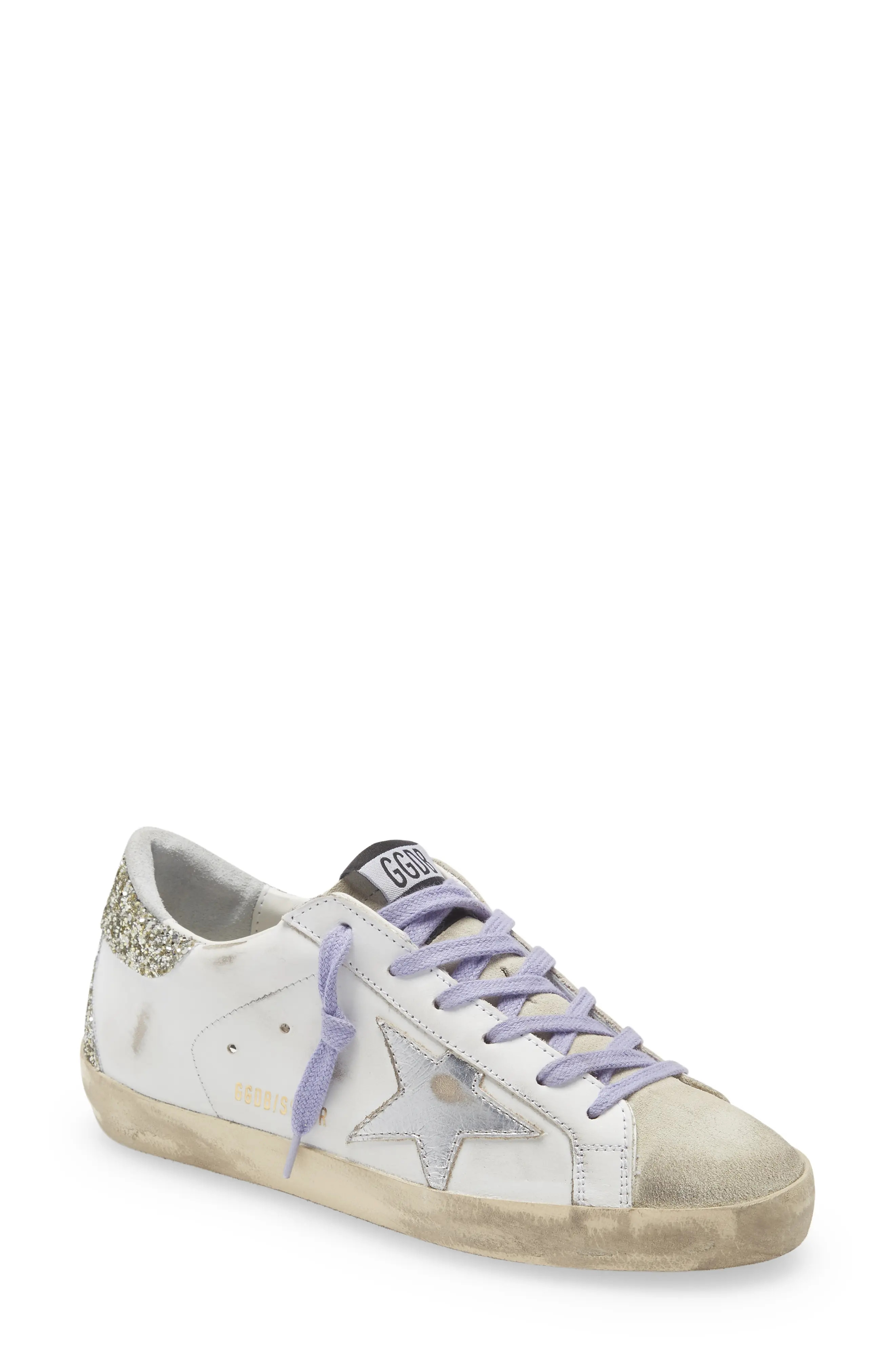 Golden Goose Super-Star Low Top Sneaker in White/Ice/Silver/Green at Nordstrom, Size 7Us | Nordstrom