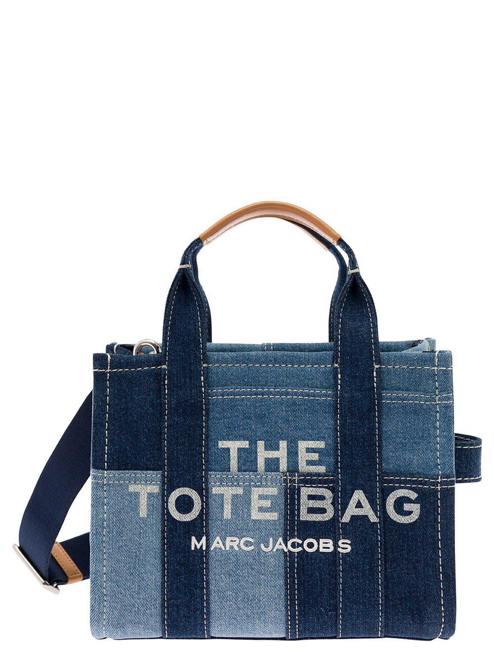 Marc Jacobs the Denim Small Light Blue Tote Bag With Logo Print In Patchwork Denim Woman | Italist.com US