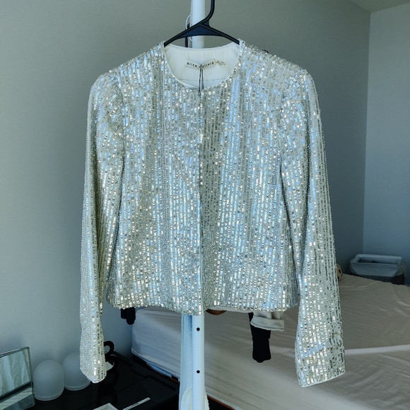 Alice & Olivia embellished silver jacket | Poshmark
