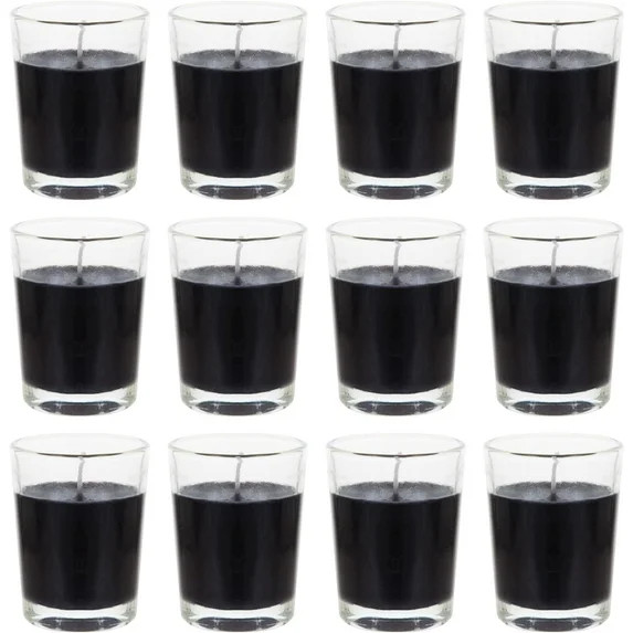 12 pcs Unscented Glass Black Container Candle, Mini Party Light 5 Hour Burn Time 1.5 Inch x 1.75 ... | Walmart (US)