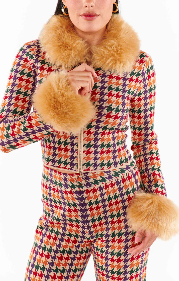 Zermatt Zip Up ~ Valley Houndstooth Faux Fur | Show Me Your Mumu
