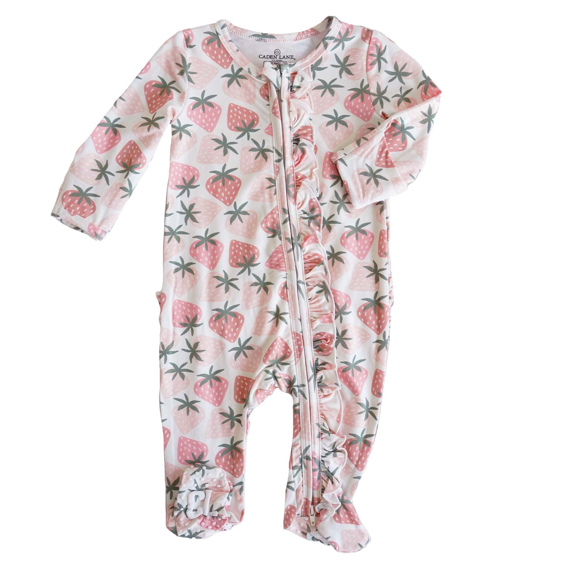 Berry Happy Ruffle Zipper Footie | Caden Lane