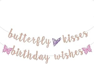 Butterfly Kisses Birthday Wishes Banner, Butterfly First Birthday Party Banner, Butterfly Birthda... | Amazon (US)