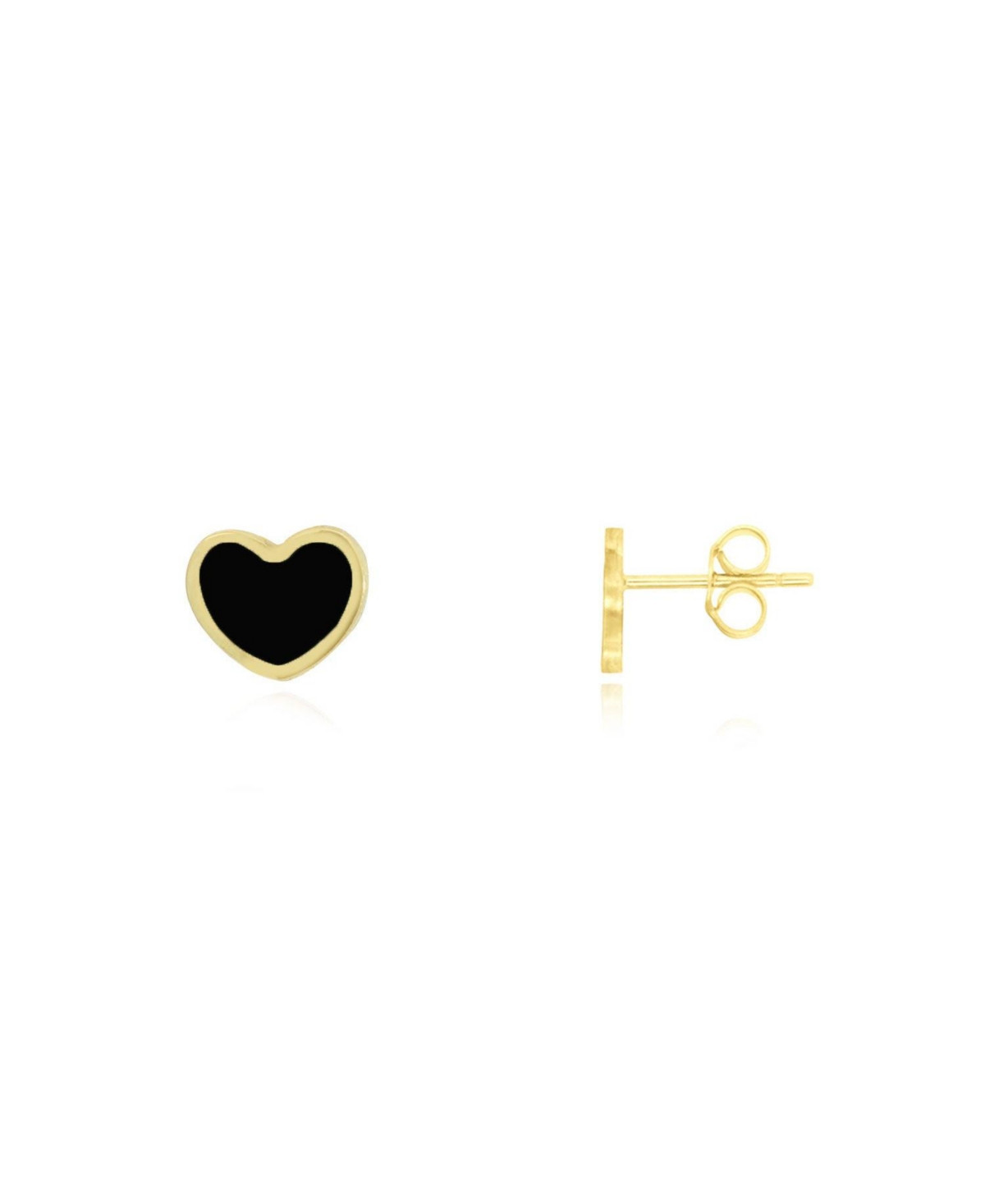 The Lovery Mini Onyx Heart Stud Earrings 14K Gold - Onyx | Macy's