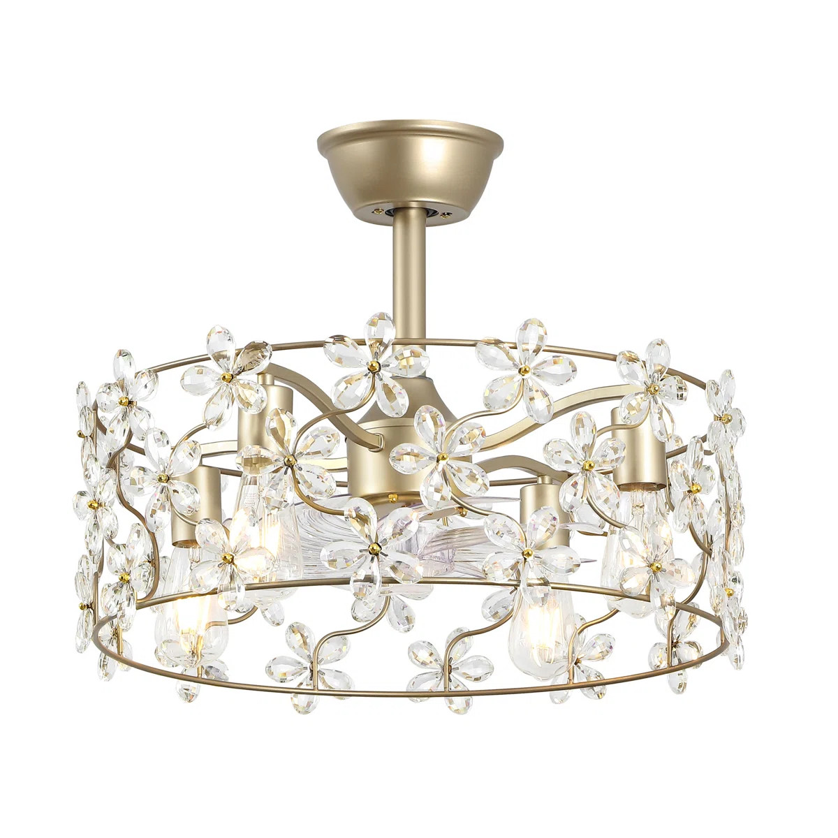 19.7" Crystal Chandelier Ceiling Fan with Remote and Light | Wayfair North America