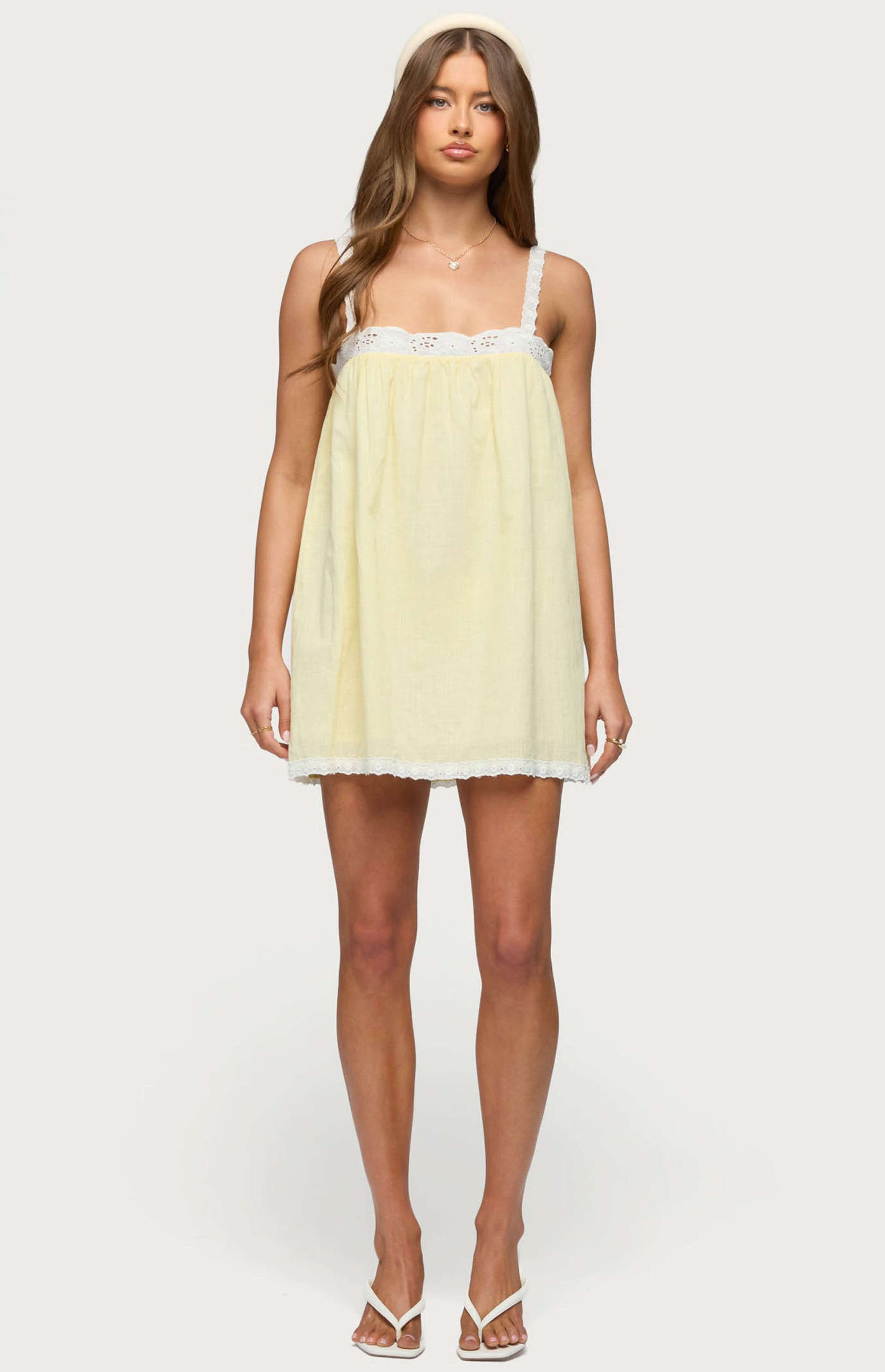 Edikted Hipla Contrast Lacey Cotton Dress | PacSun