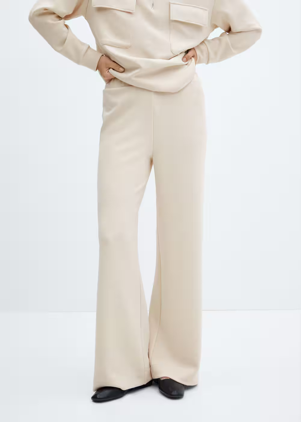 Pantalon wideleg taille élastique -  Femme | Mango France | MANGO (FR)