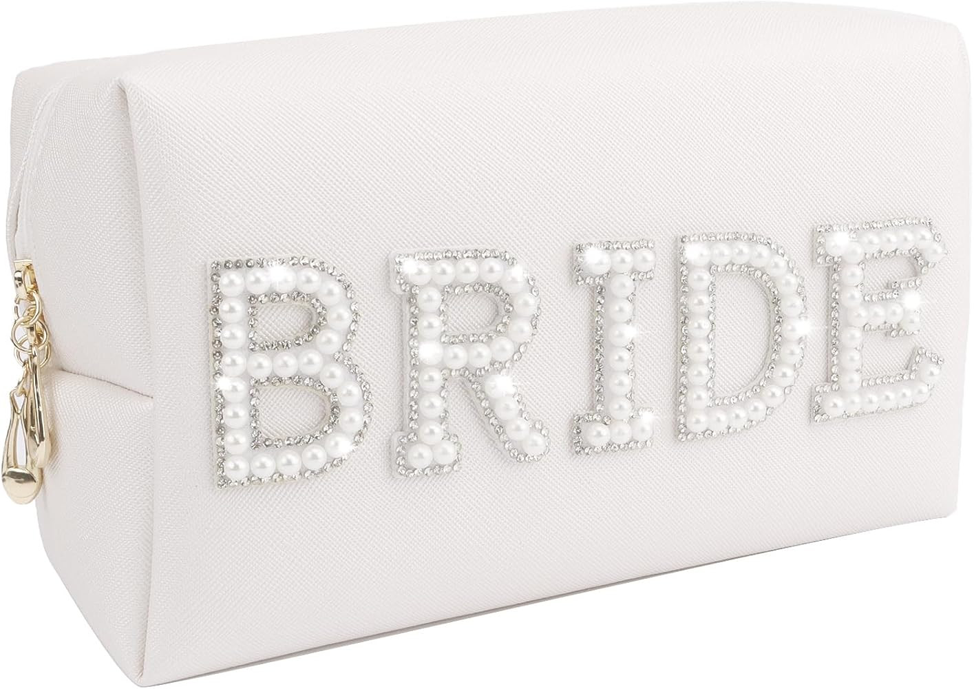 Bride Bag Pearl Letter Bride Makeup Bag Bride to Be Gift Bride Cosmetic Bag Bridesmaid Engagement Gift Bag Waterproof PU Leather Travel Bag Bridal Shower Gifts for Bride Purse | Amazon (US)