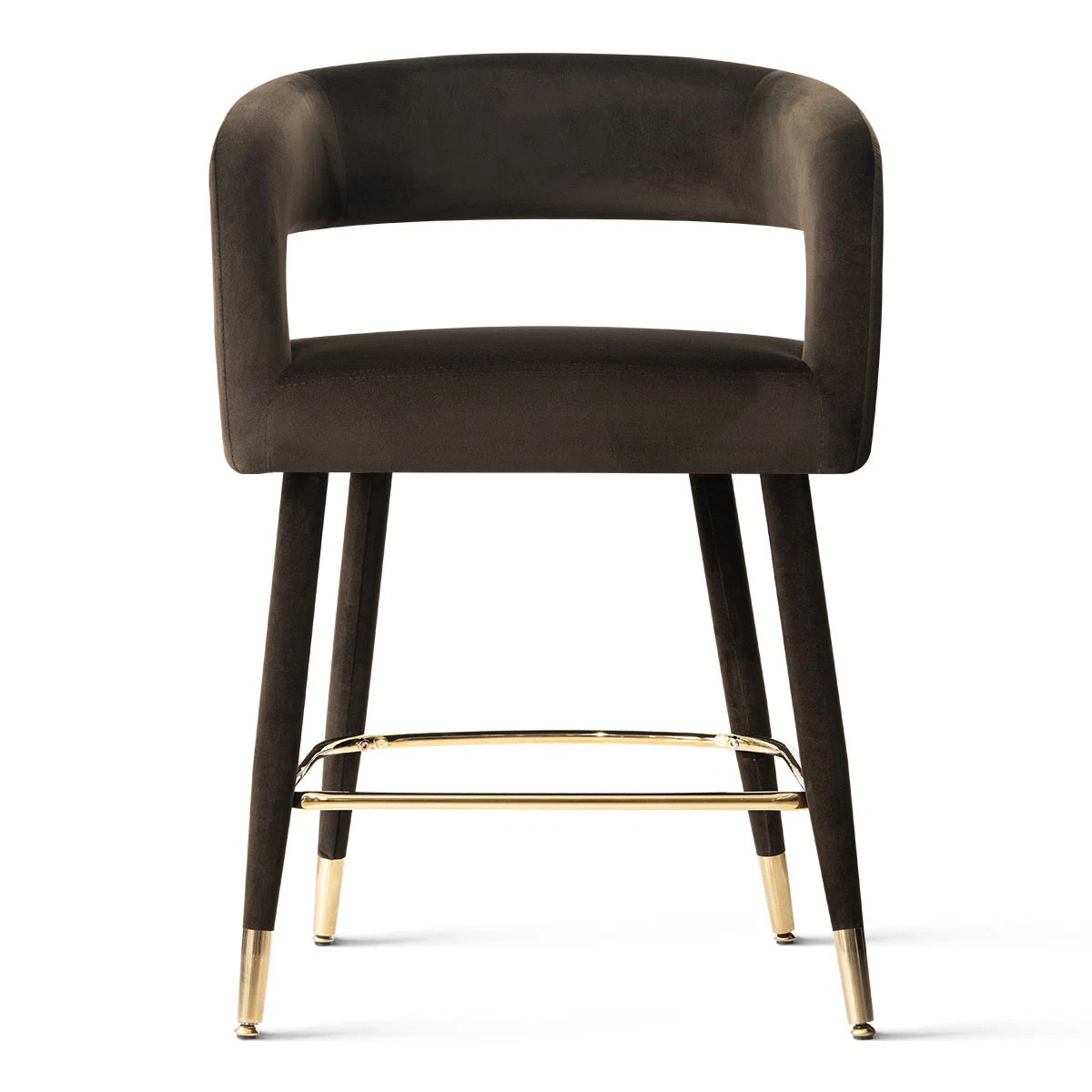 Velvet Upholstered Counter Height Bar Stools With Gold Footrest, 24" Seat Height Kitchen Island B... | Wayfair North America