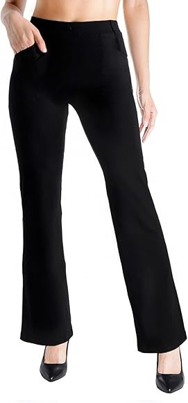 Yogipace,Belt Loops,Women's Petite/Regular/Tall Bootcut Dress Yoga Work Pants | Amazon (US)