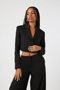 Satin Notched Cropped Blazer | Forever 21 (US)