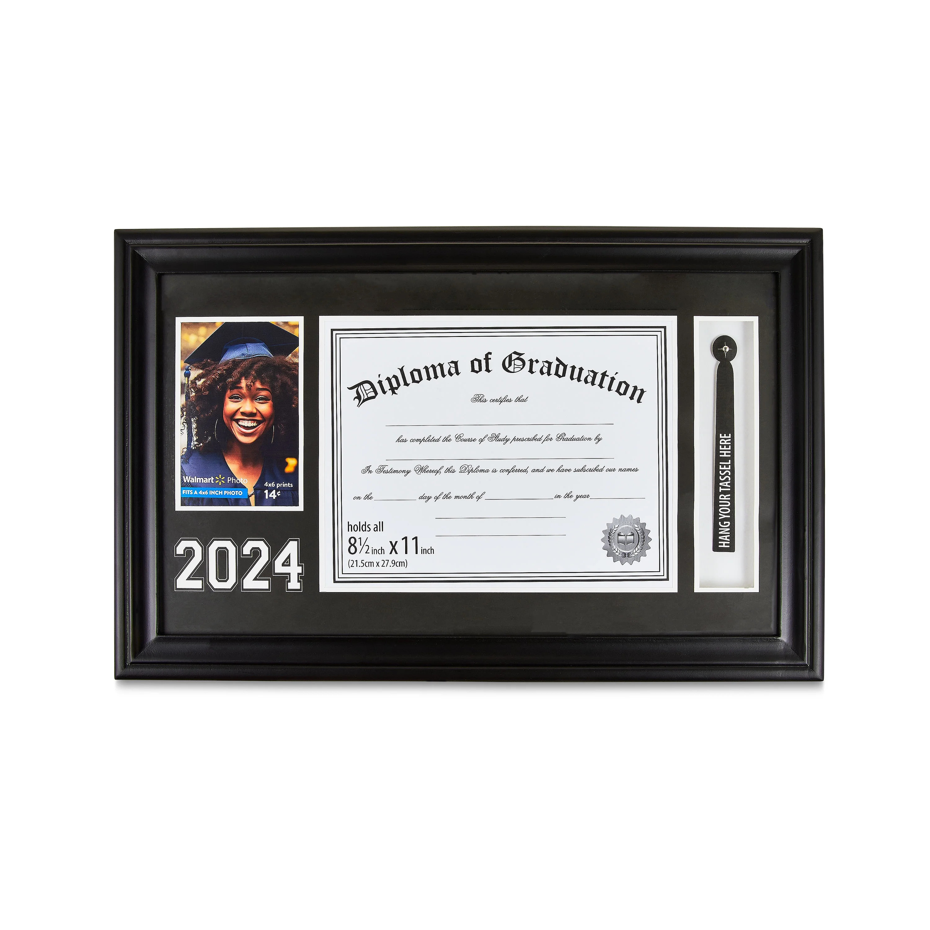 Graduation 22" x 14" Black Tabletop Diploma Frame with Tassel Holder, photo holder 4 x 6, by Way ... | Walmart (US)