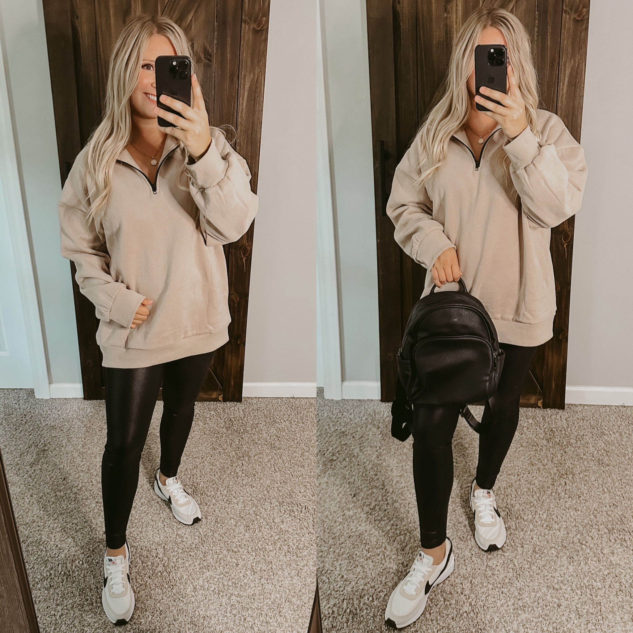 Casual Fall Outfit Inspo 

Wearing medium in both the pullover and the Spanx inspired faux leather leggings (5’3” 153lbs for reference) 

Fall Outfit | Travel Outfit | Casual Outfit | Pullover Sweatshirt | Faux Leather Leggings | Nike Waffle Debut Sneakers | Backpack Purse | Airport Outfit 

#LTKunder50 #LTKtravel #LTKstyletip