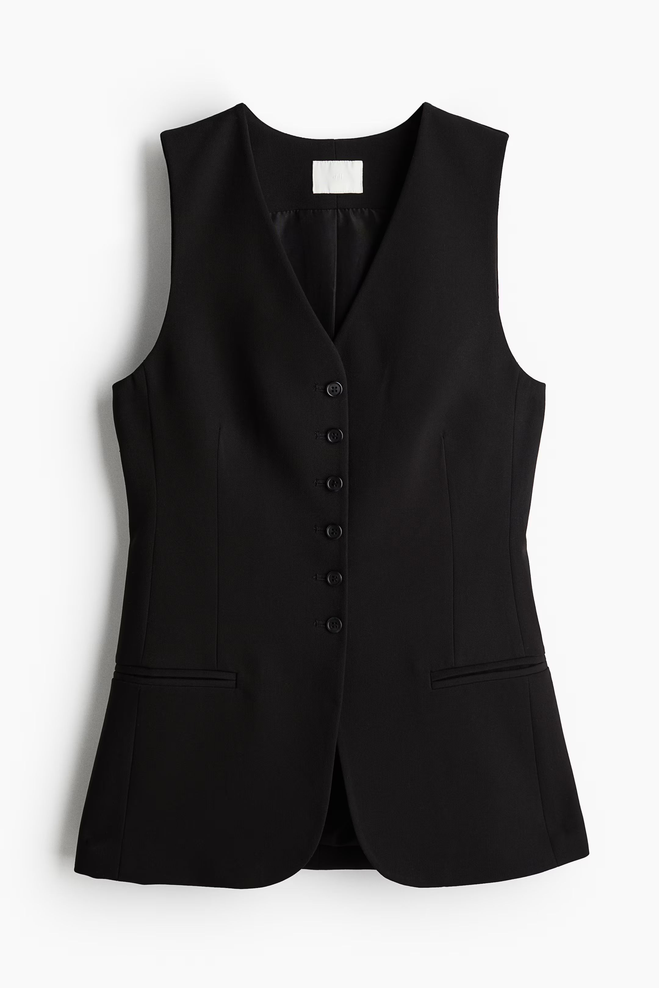 Viscose-blend suit waistcoat - V-neck - Sleeveless - Black - Ladies | H&M GB | H&M (UK, MY, IN, SG, PH, TW, HK)