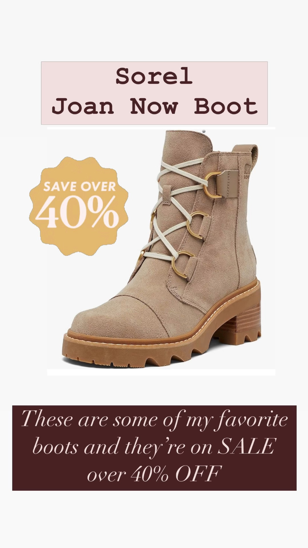 Sorel Joan Now combat style boot. Super comfortable, great with straight jeans, wide leg jeans and skirts! These are over 40% off now!! Fit tts

Winter boots, amazon Black Friday, boots, sale, Christmas, holiday, gifts for her



#LTKShoeCrush #LTKCyberWeek #LTKSaleAlert