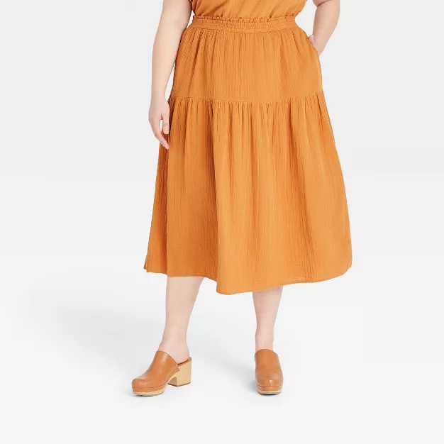 Women's Gauze Tiered Midi A-Line Skirt - Universal Thread™ | Target
