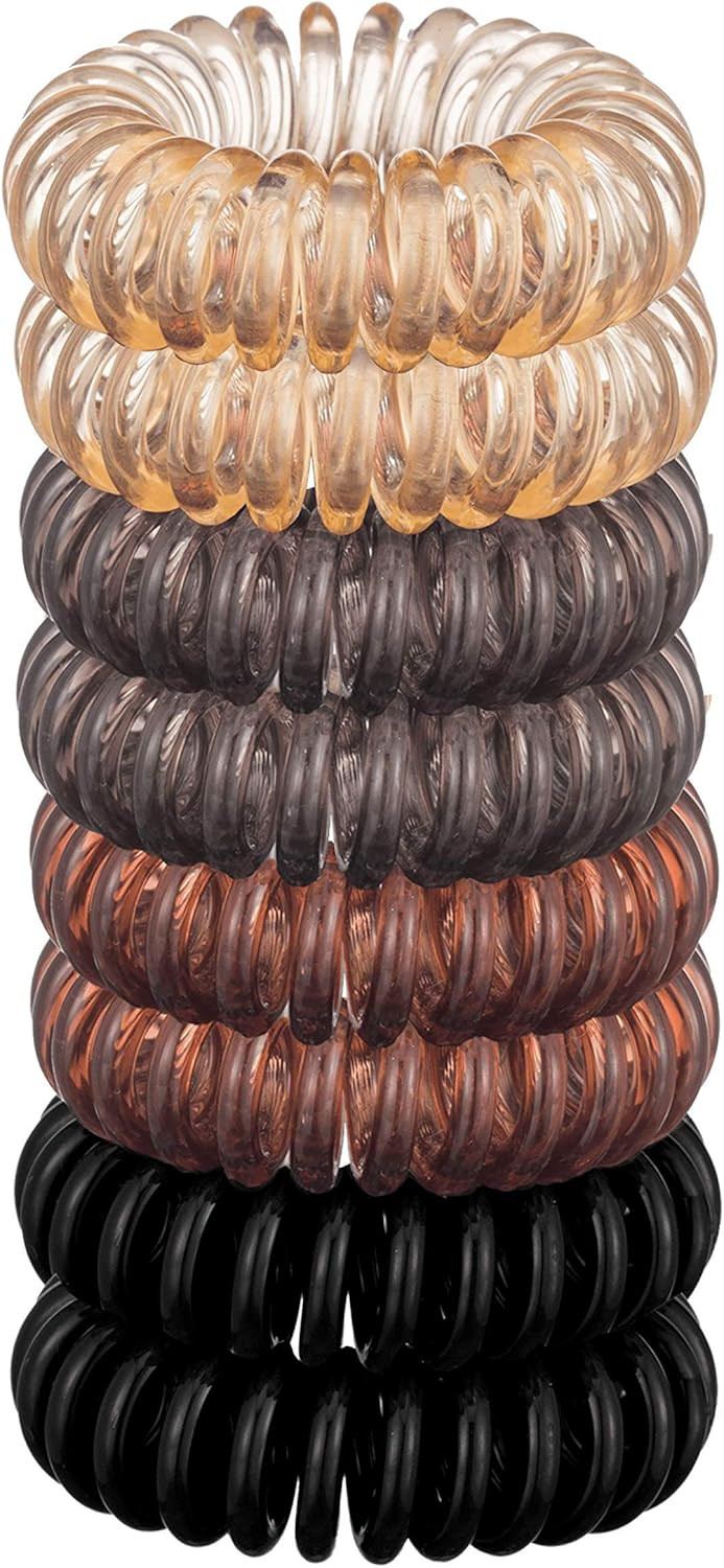 Kitsch Spiral Hair Ties, Coil Hair Ties, Phone Cord Hair Ties, Hair Coils - 8 Pcs, Brunette | Amazon (US)