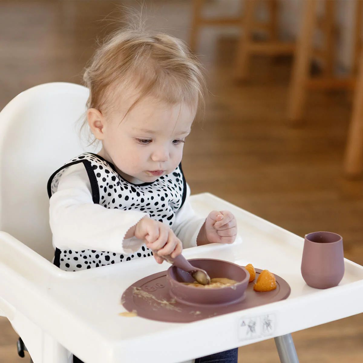 First Foods Set / Silicone Spoon, Cup & Suctioning Bowl for Infants | ezpz