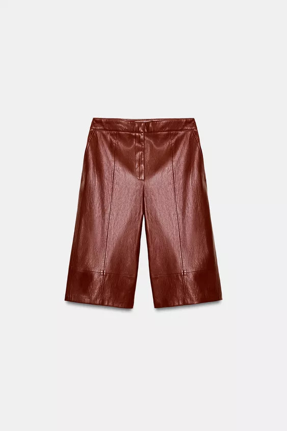 LONG FAUX LEATHER BERMUDA SHORTS | Zara UK