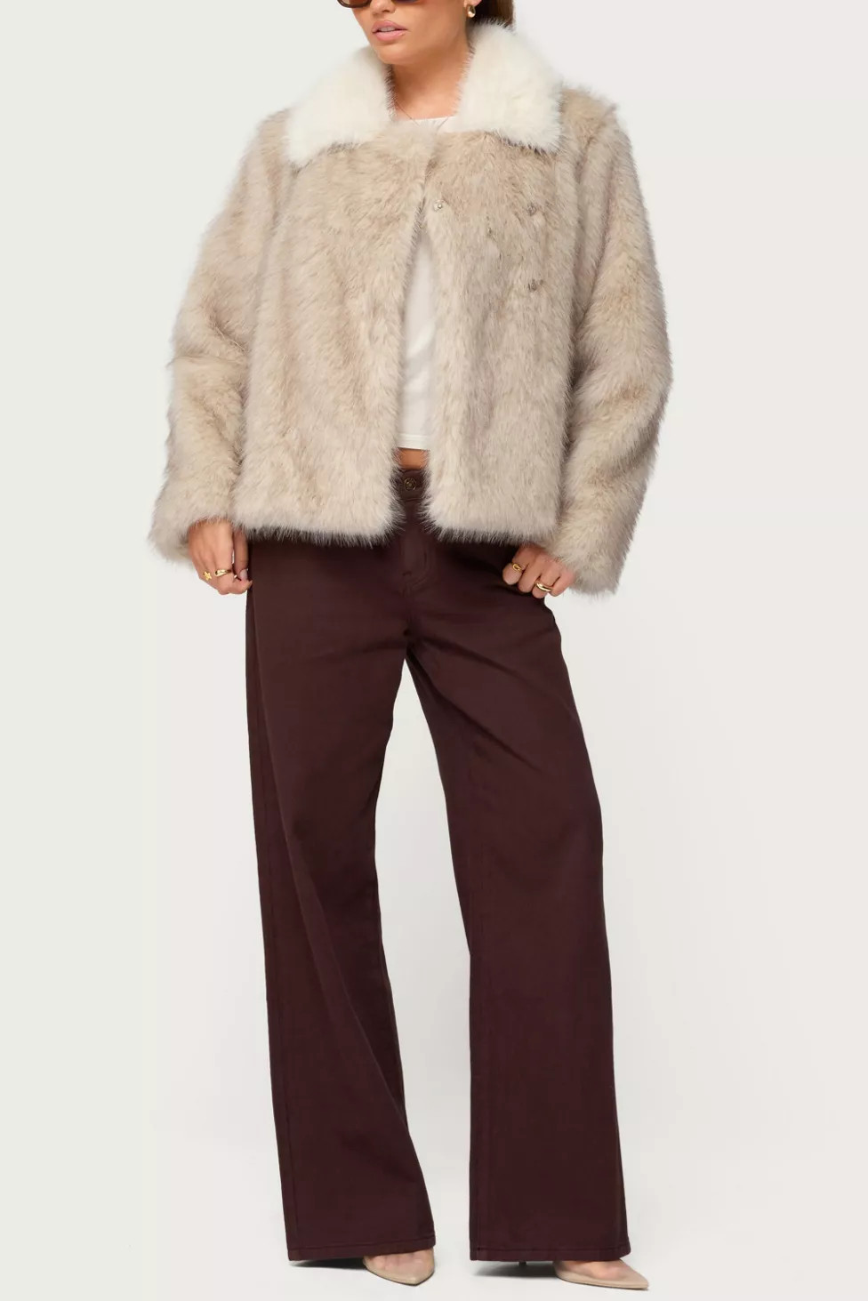Edikted Contrast Collar Faux Fur Jacket | Urban Outfitters (US and RoW)