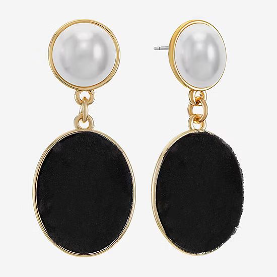 new!Monet Jewelry Simulated Pearl Oval Drop Earrings | JCPenney