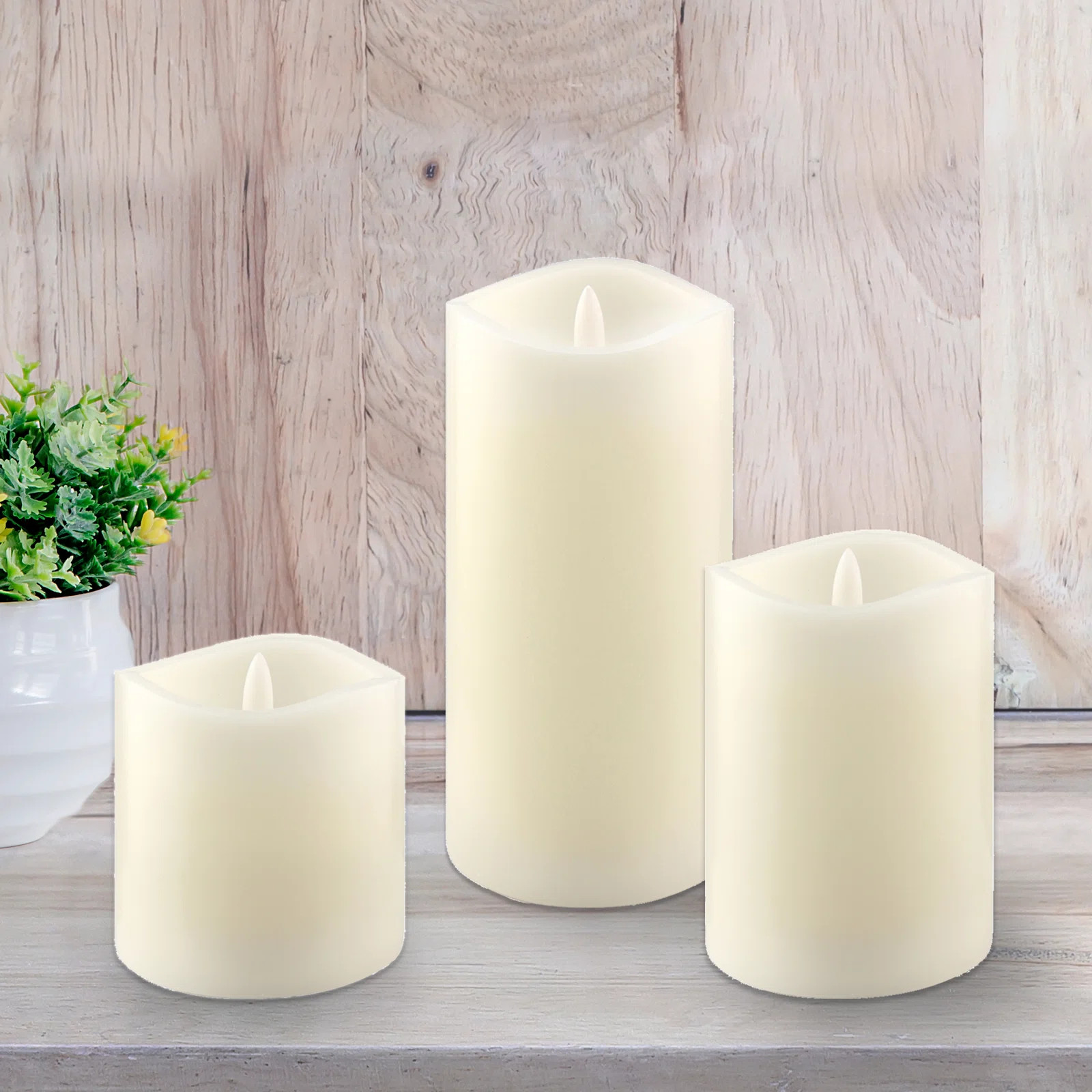 Stonebriar Unscented Flameless Pillar Candle (Set of 3) | Wayfair North America
