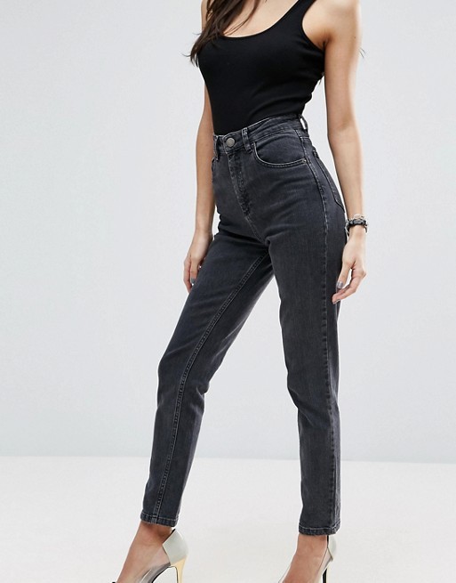 ASOS DESIGN Farleigh high waist slim mom jeans in washed black | ASOS US