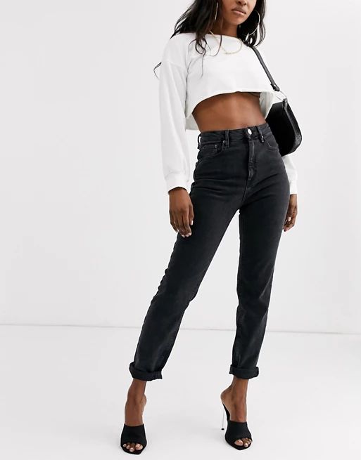 ASOS DESIGN Farleigh high waist slim mom jeans in washed black | ASOS US