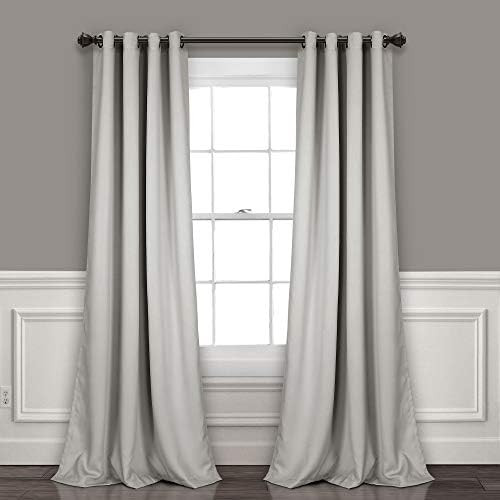 Lush Decor Light Gray Curtains-Grommet Panel with Insulated Blackout Lining, Room Darkening Window S | Amazon (US)