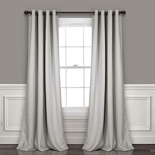 Lush Decor Light Gray Curtains-Grommet Panel with Insulated Blackout Lining, Room Darkening Window S | Amazon (US)