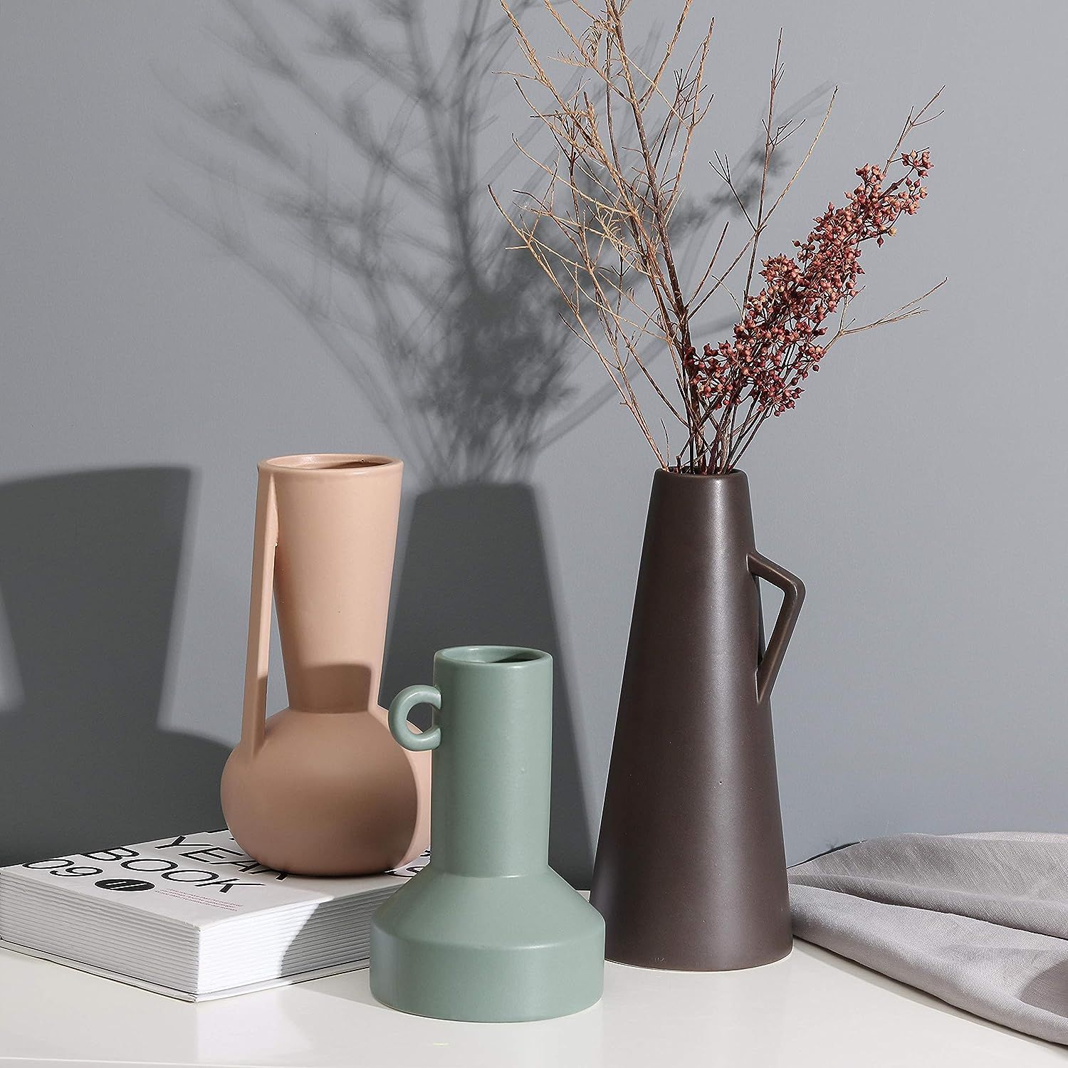 TERESA'S COLLECTIONS Modern Ceramic Vase for Home Decor, Set of 3 Morandi Multicolored Decorative... | Amazon (US)