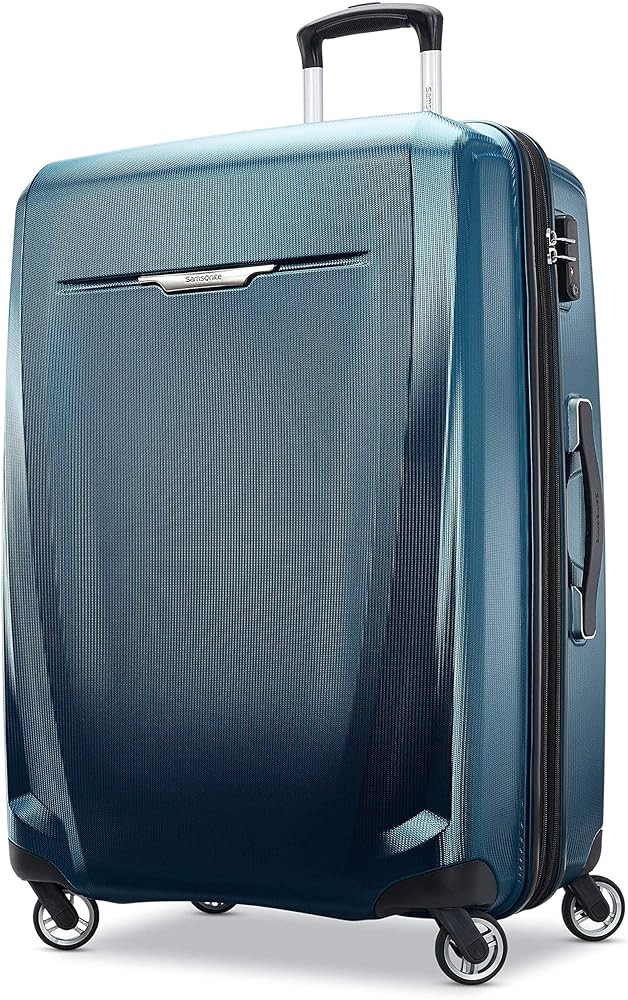 Samsonite Winfield 3 DLX Hardside Expandable Luggage with Spinners, Navy, Checked-Large 28-Inch | Amazon (US)