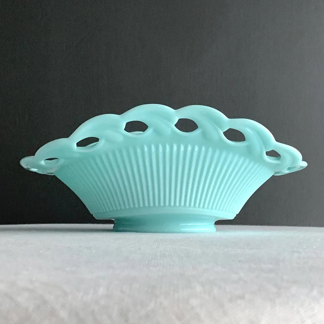Aqua Blue Milk Glass Bowl by Fostoria, Wistar / Betsy Ross Pattern, 1950s | Etsy (US)