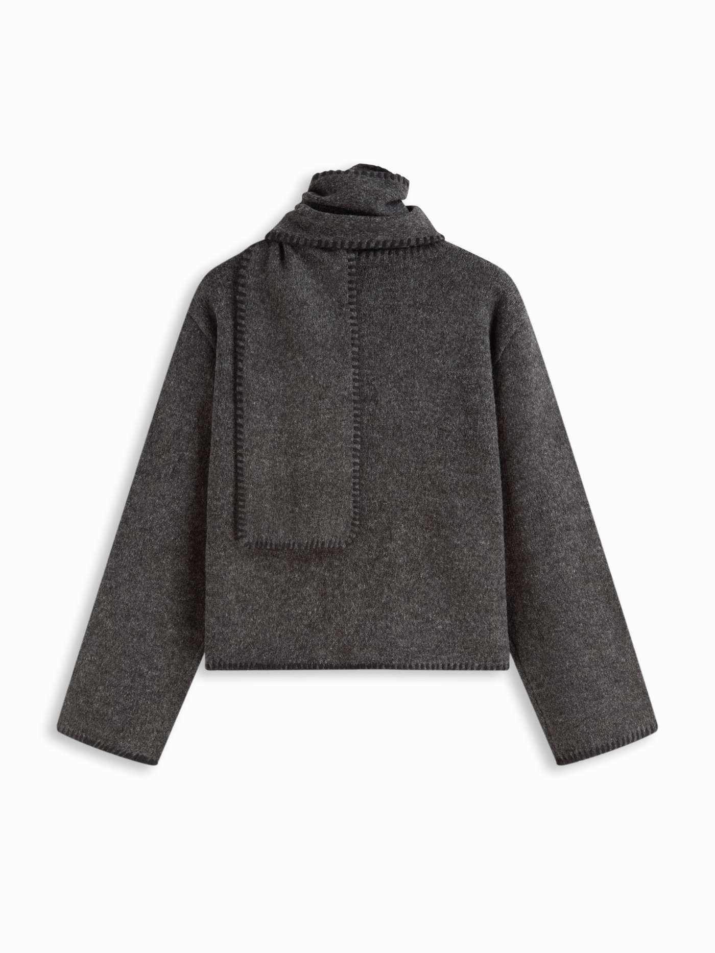 Knit Fabric Knit Round Neckline Long Sleeve Contrasting Binding Button Cardigan With Scarf For Wo... | Cider