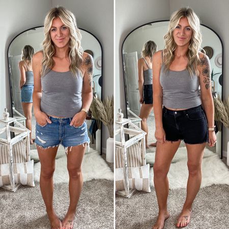 Denim shorts

Cami - $3, tts (large) comes in more colors
Shorts - high rise, tts (30) also come in curve love (best for pear shapes)

#LTKstyletip #LTKcurves