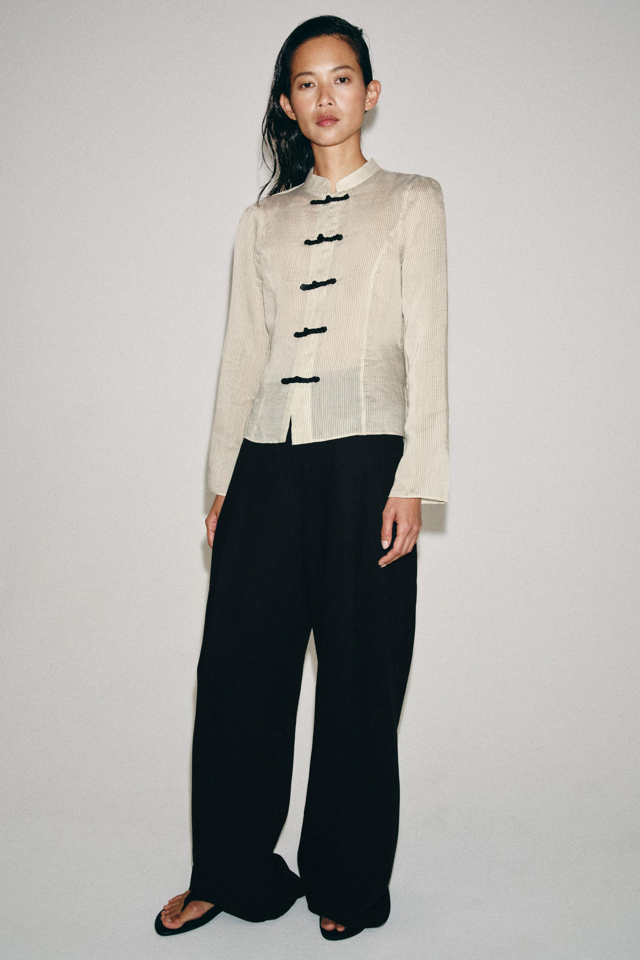 ZW COLLECTION STRIPED SHIRT WITH FROG FASTENING | Zara UK
