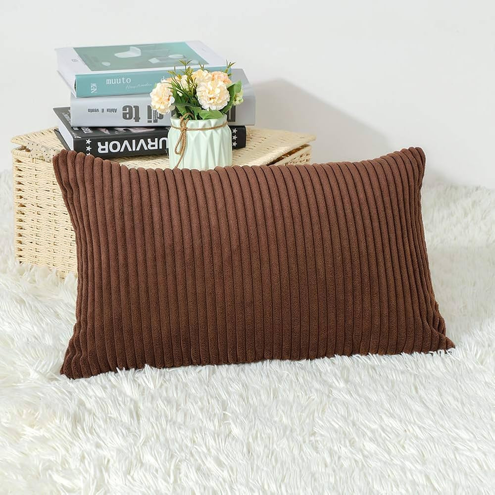 Artscope Cozy Striped Corduroy Pillow Covers Super Soft Decorative Oblong Throw Pillow Covers Cas... | Amazon (US)