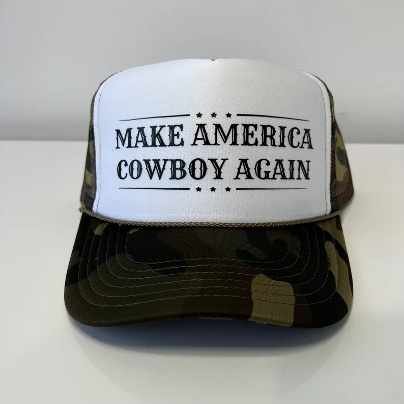 Make America Cowboy Again Trucker Hat, Western Hat, Fourth of July, Patriotic Cowgirl Rodeo Hat T... | Etsy (US)