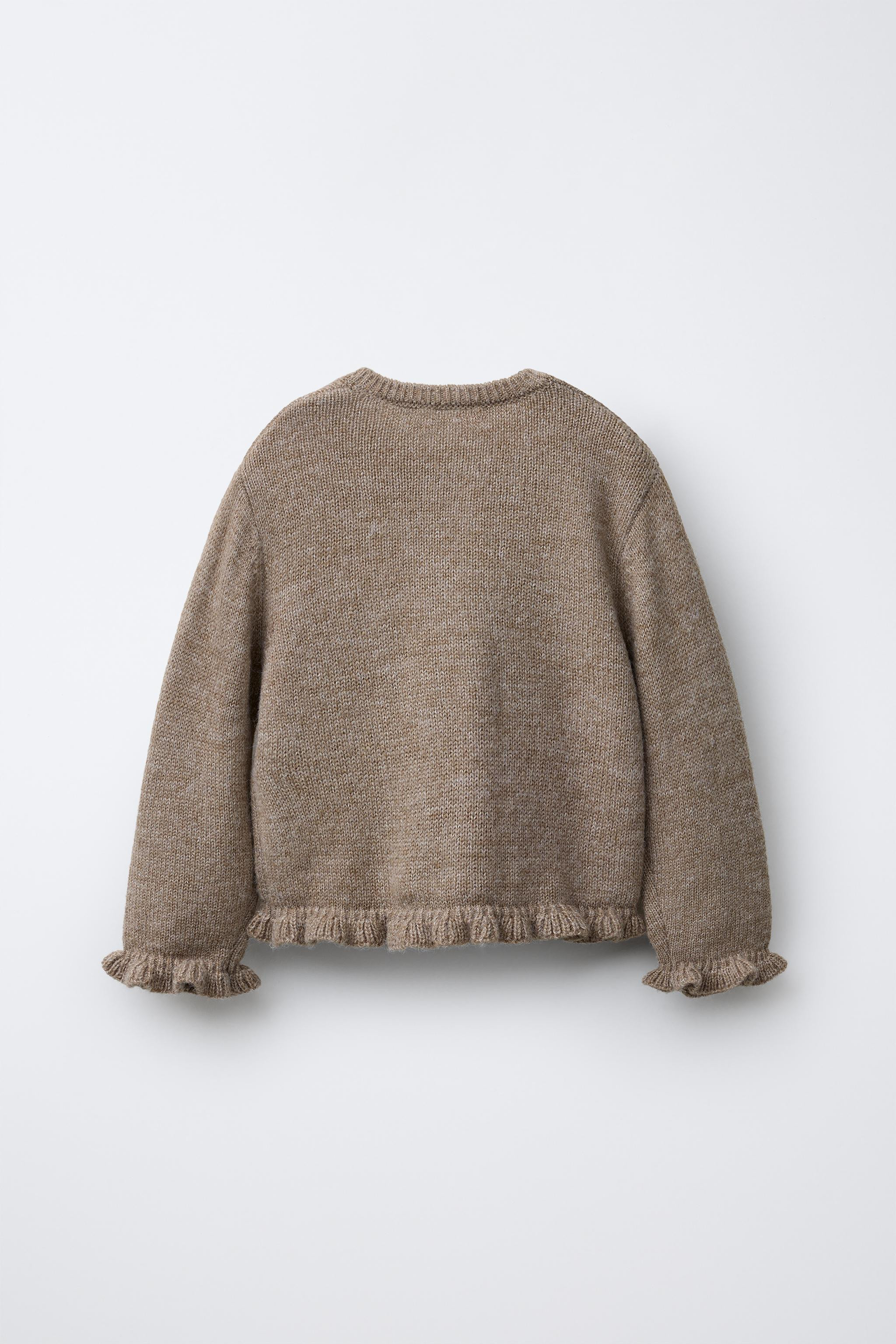 RUFFLED WOOL KNIT CARDIGAN | Zara US