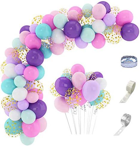168Pcs Unicorn Balloons Arch Garland Kit 12''10''5'' Confetti White Light Purple Pink Aqua Blue L... | Amazon (US)