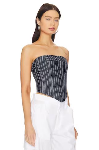 BY.DYLN Hudson Corset in Navy Pinstripe from Revolve.com | Revolve Clothing (Global)
