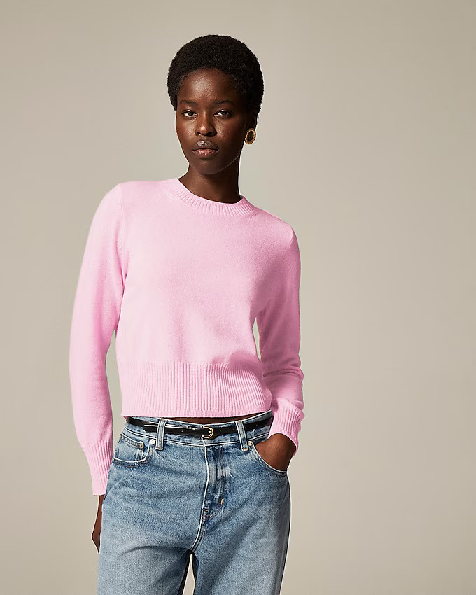 Cashmere shrunken crewneck sweater | J. Crew US